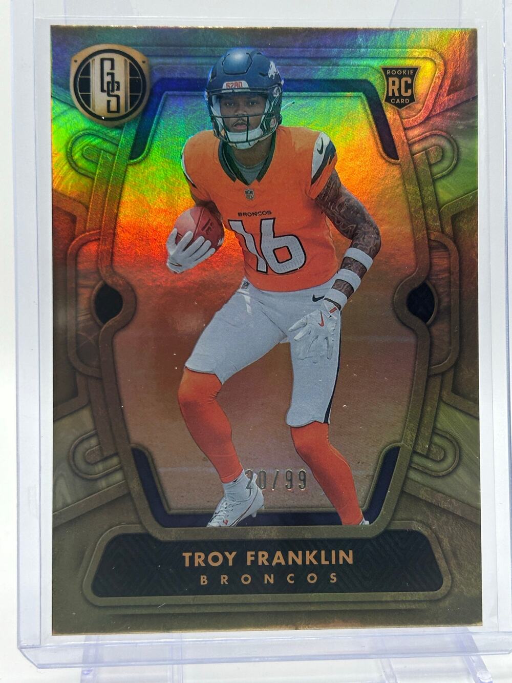 2024 Panini Gold Standard Troy Franklin Rookie Refractor 20/99 SP Broncos RC
